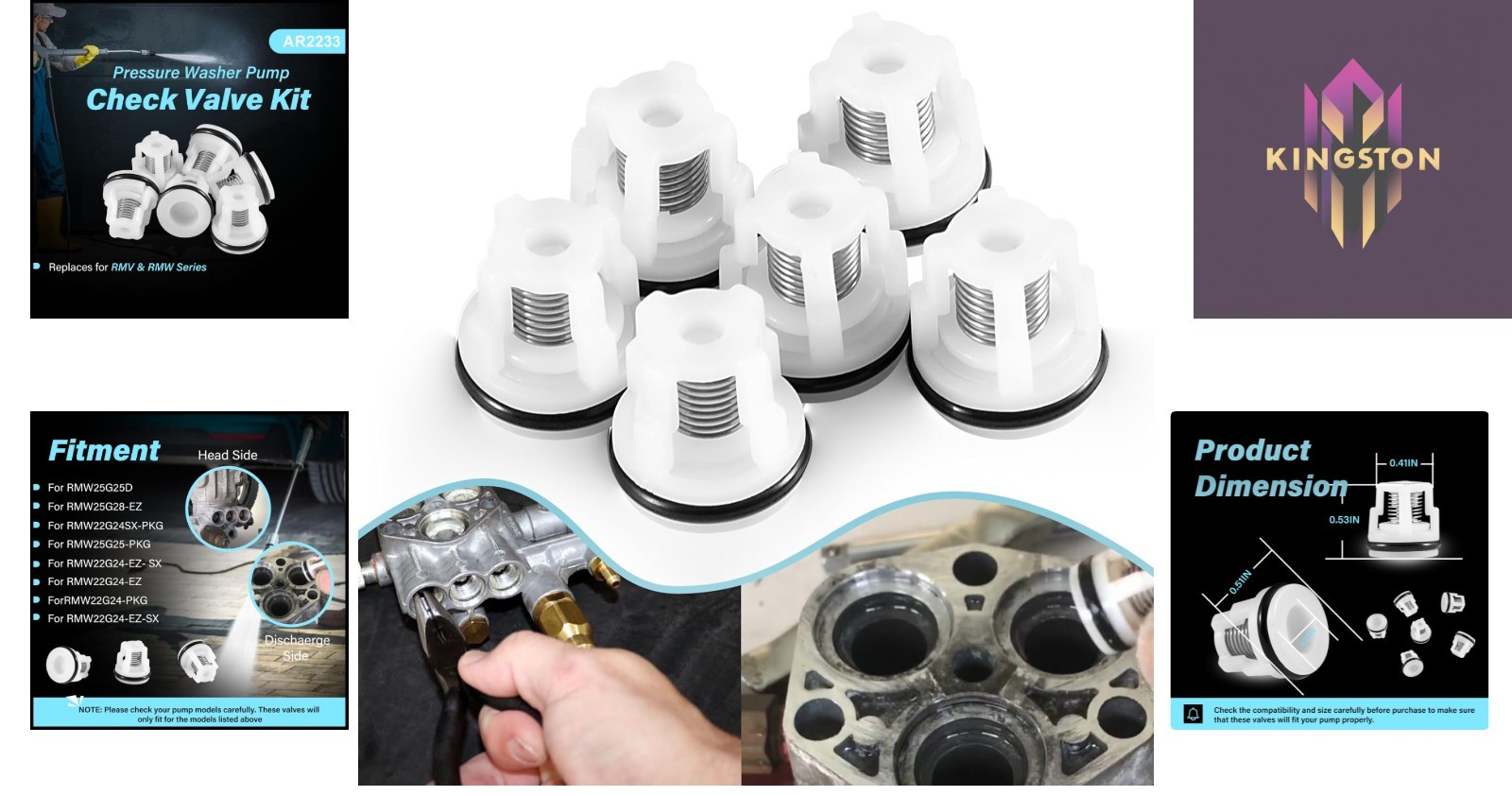 Replacement Check Valves for 2.2 GPM Pressure Washers – Pack of 6, Easy Install