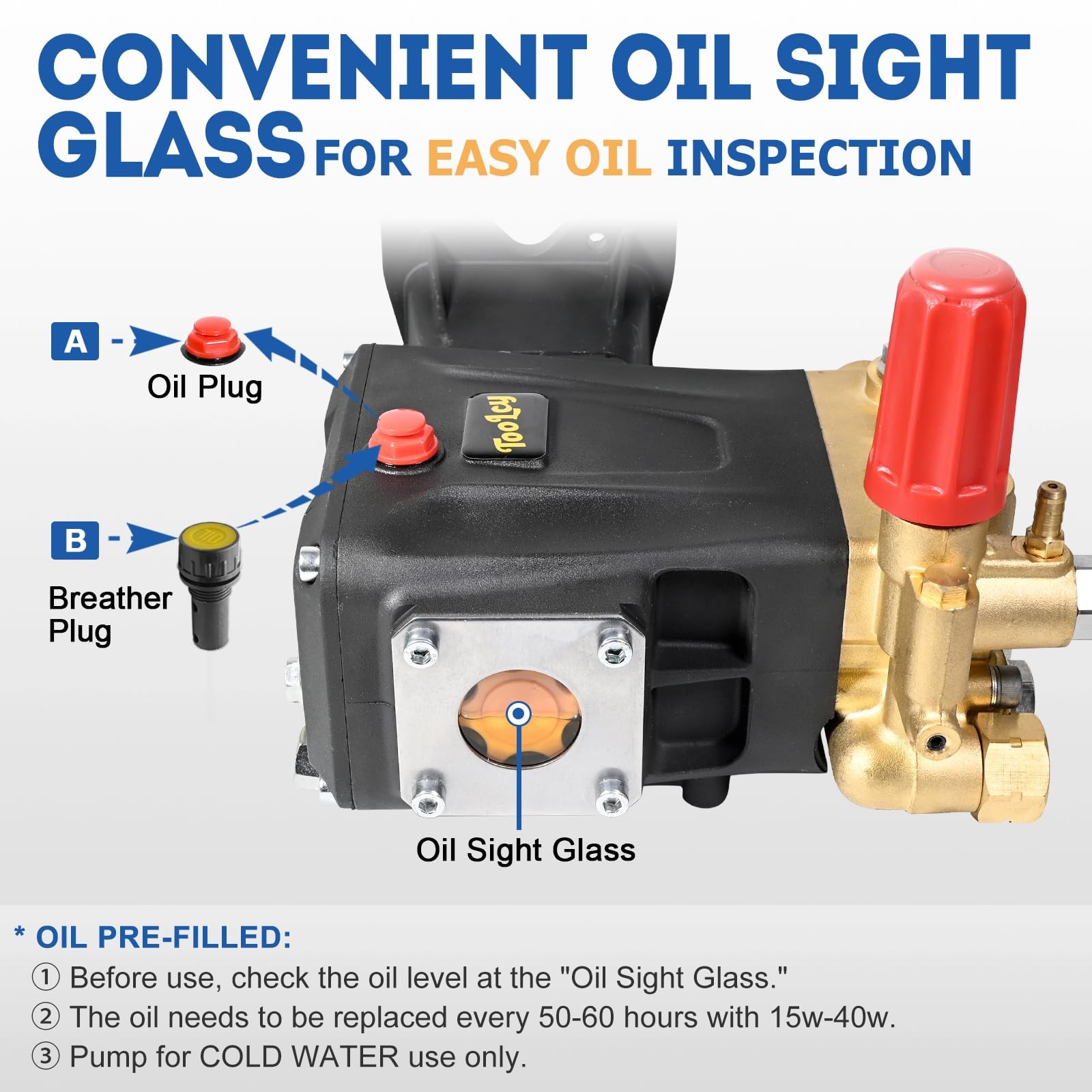 Pressure Washer Pump 3600-4400 PSI Max 4.4 GPM, 1 Inch Shaft Horizontal Tripl…