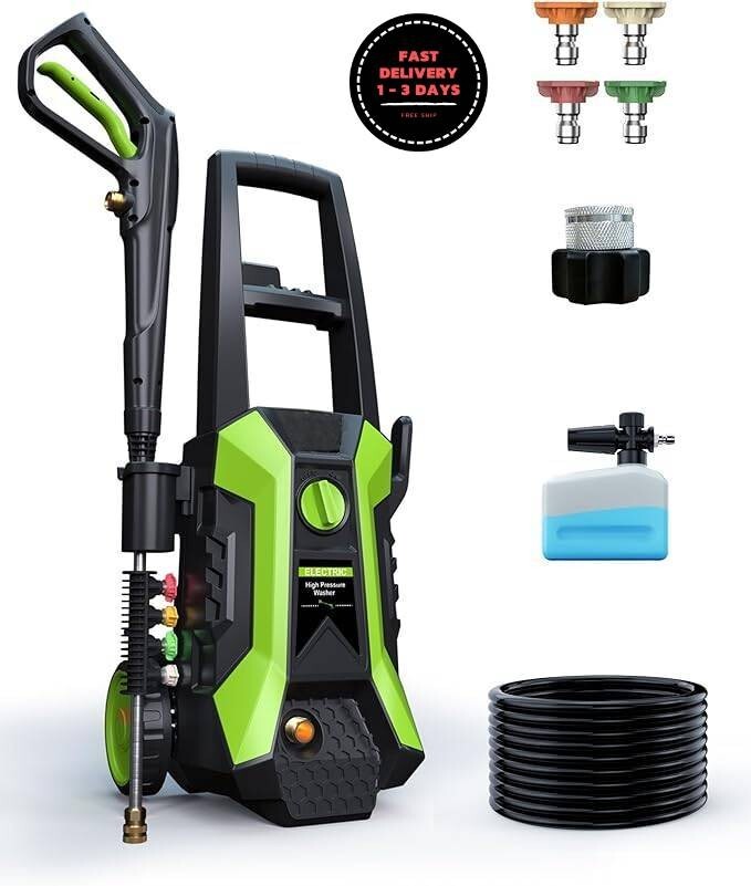 Hidrolavadora, 3500 PSI máx., 2,4 GPM, con 4 boquillas, hidrolavadora eléctrica.