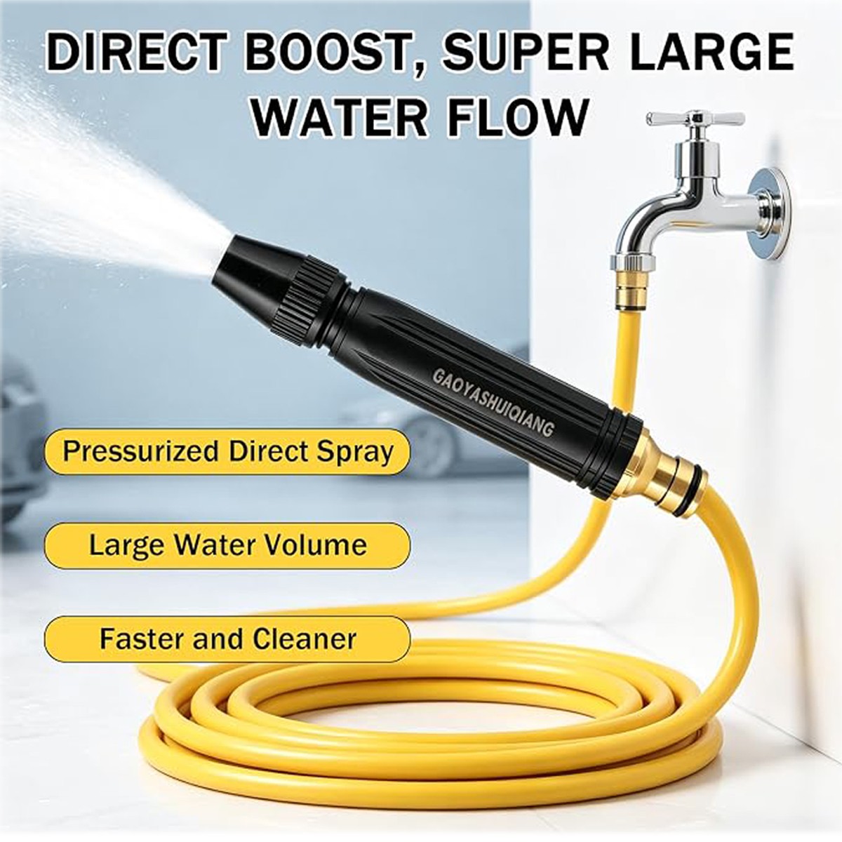 3X High Pressure Water Gun Nozzle Steel Clamps 3 Spray Modes for Car Garden US