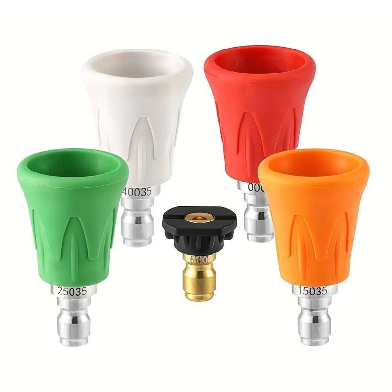 5PcsHigh Pressure Washer Nozzle 1/4 Quick Connect Plastic Metal Design Tips