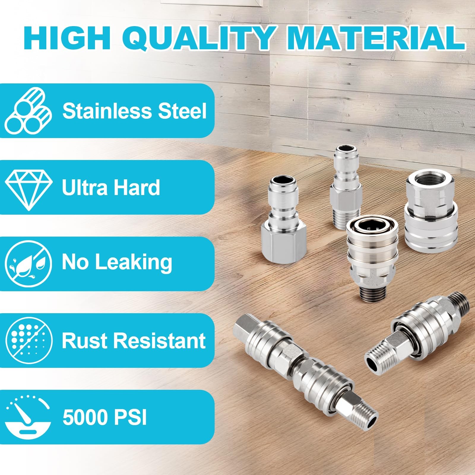 4 PCS Pressure Washer Coupler Quick Connect Fittings 1/4 Inch NPT Stainless