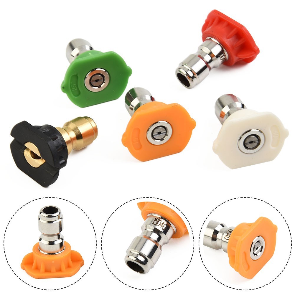 Spray Nozzle Tips 0 15 25 40 Degree 1/4” Male Thread 5Pcs Quick Connector