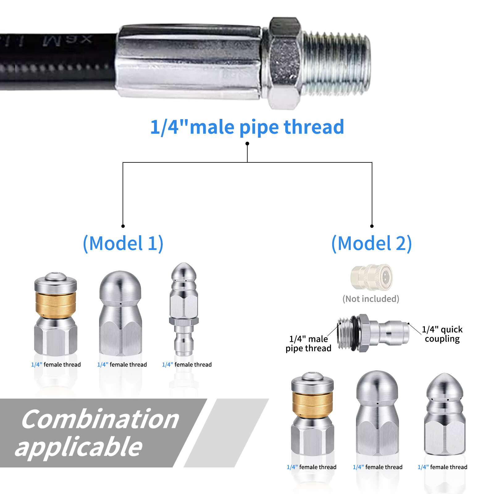 Stainless Steel Sewer Jetter Nozzle Pressure Washer Drain Cleaning Nozzles Tips