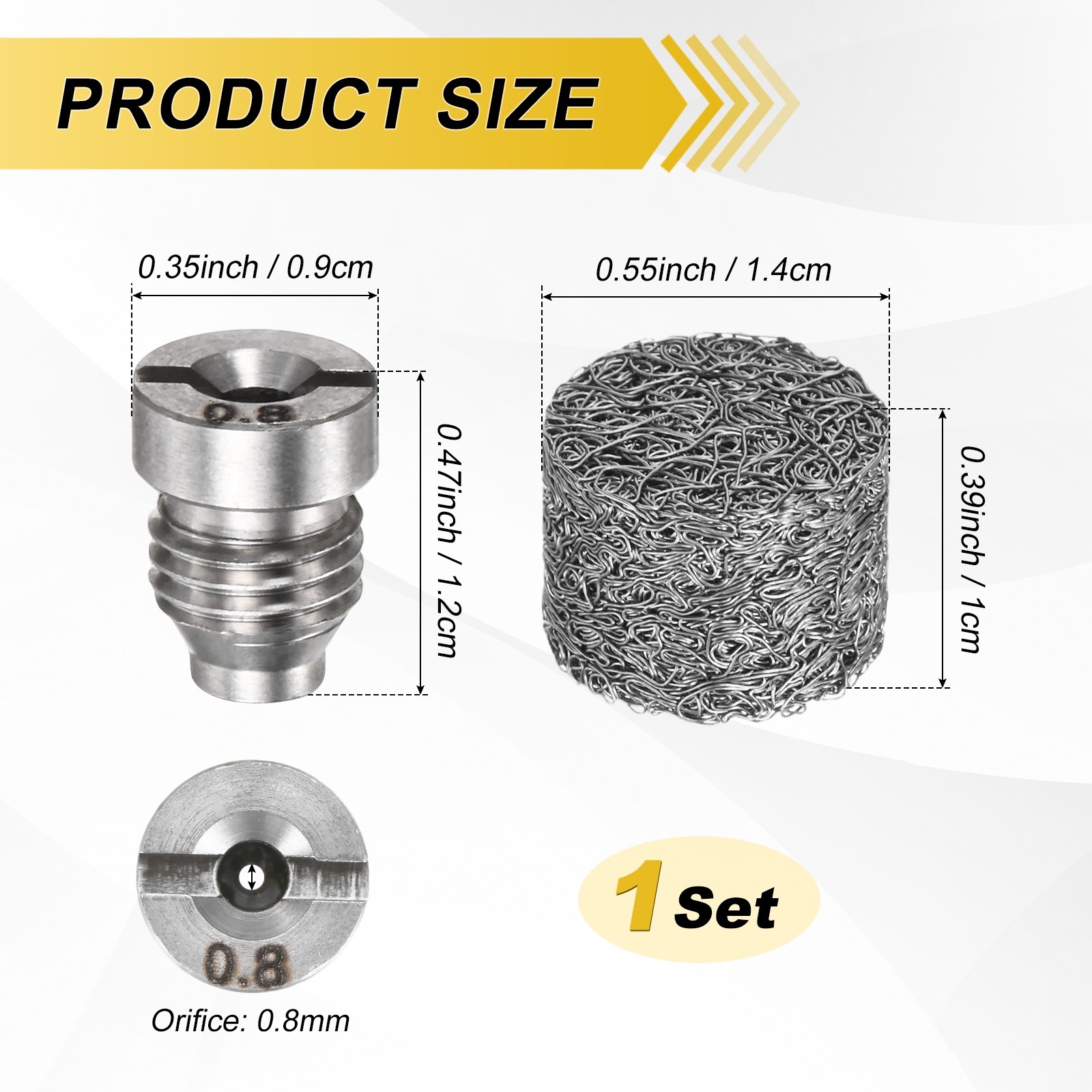 1-Set 0.8mm Orifice Foam Cannon Nozzle and Single Layer Foam Maker Meshes