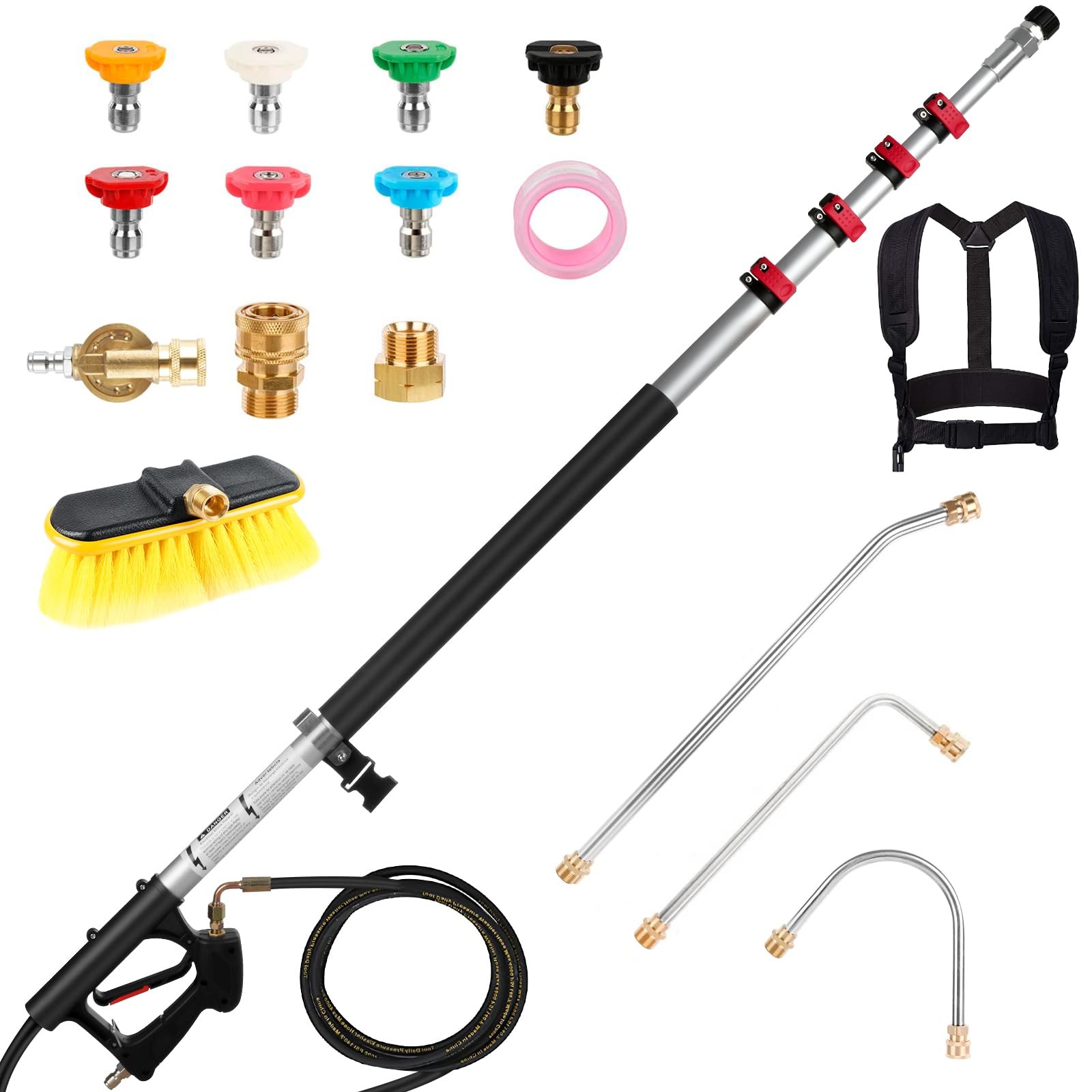 Pressure Washer Extension Wand 24FT Gutter Cleaning with Brush
