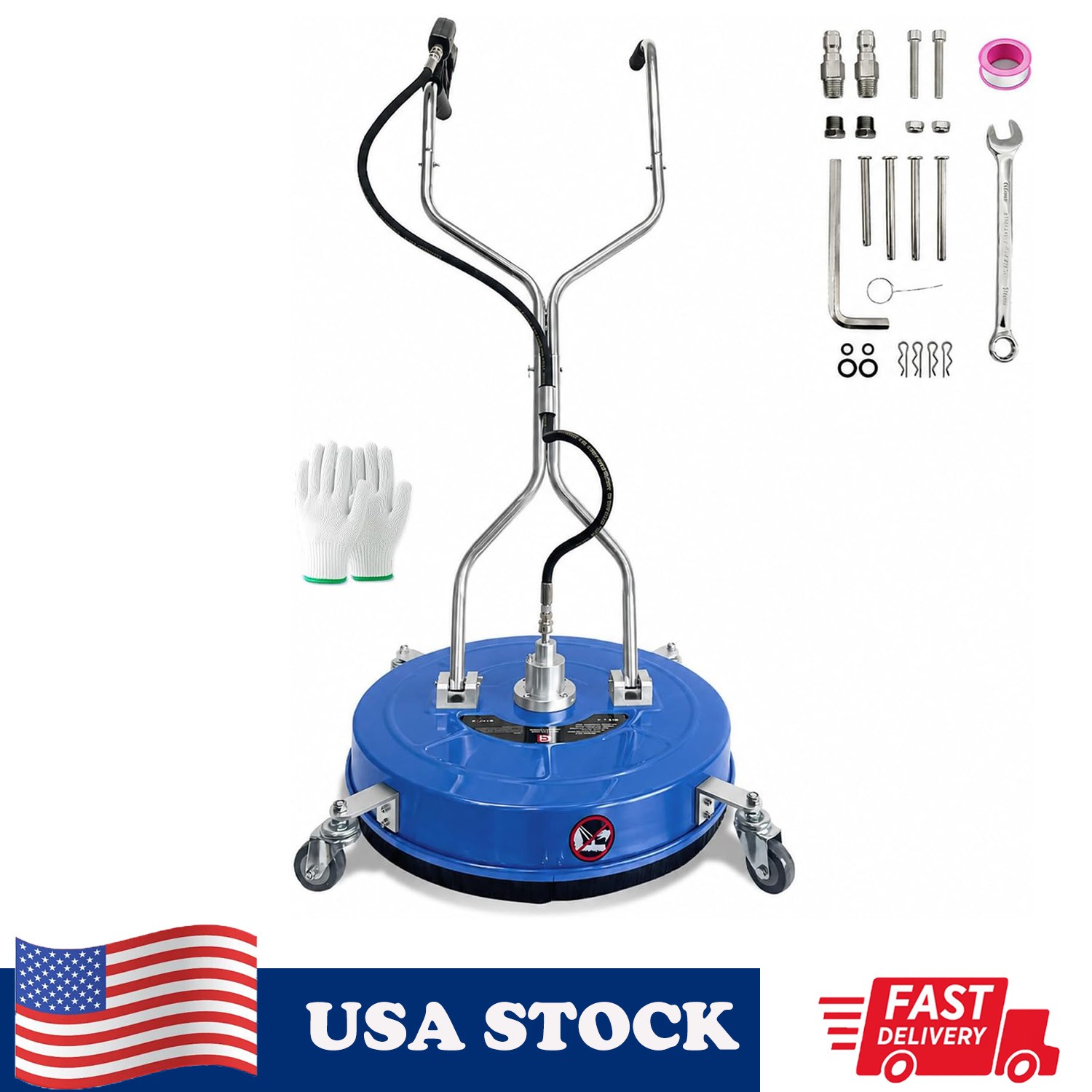 30″ Pressure Washer Surface Cleaner Stainless Steel Dual Handle 5200PSI Washer