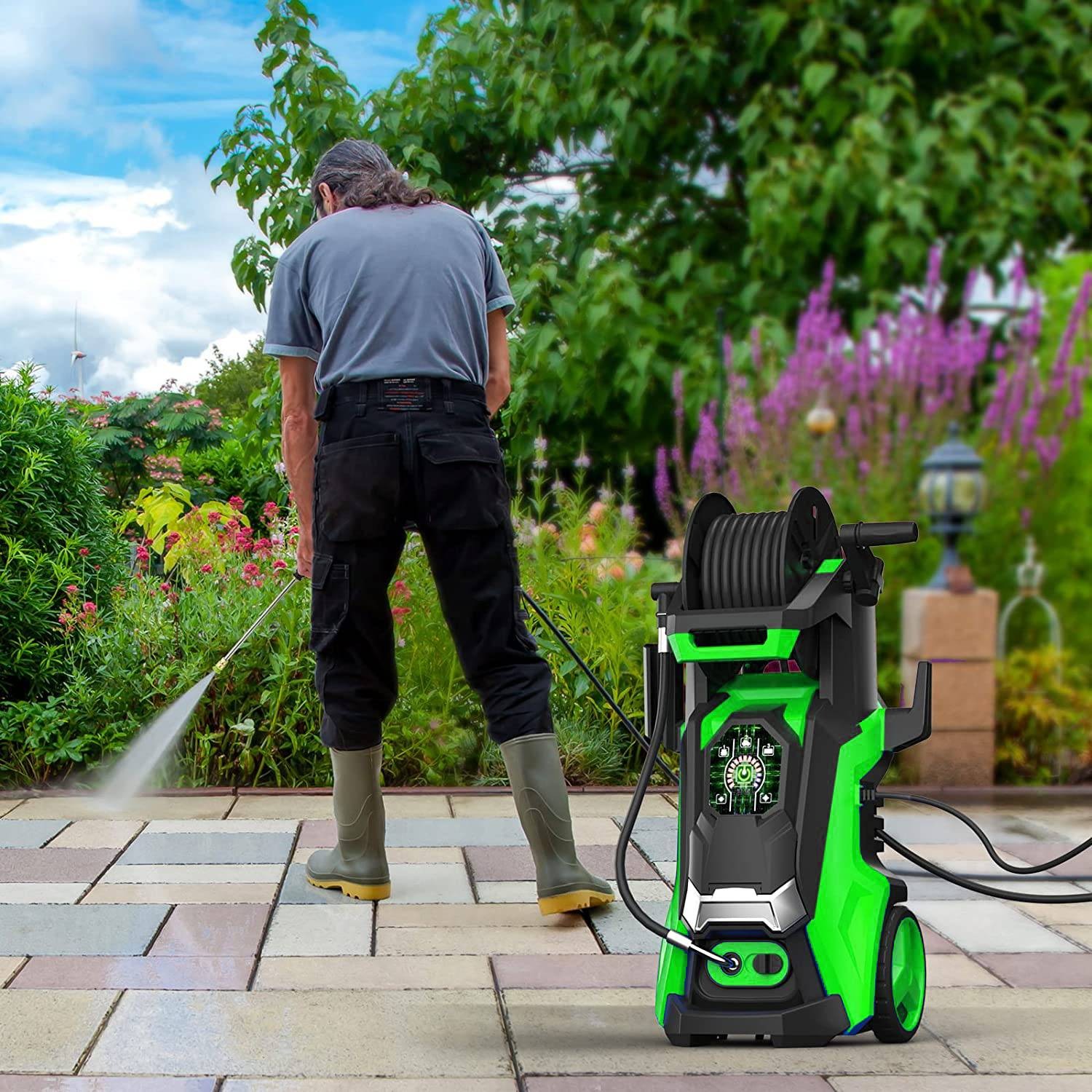 3800 PSI 2.8GPM Electric High Pressure Washer with Telescopic Handle Portable