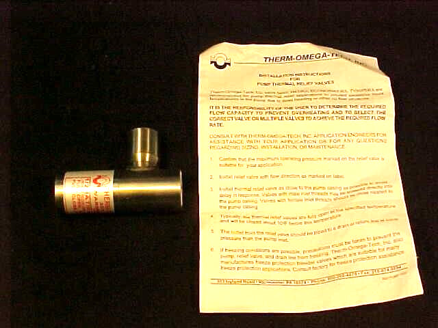 Therm-Omego High Pressure Pressure Washer Thermal Relief Valve NOS 250 °