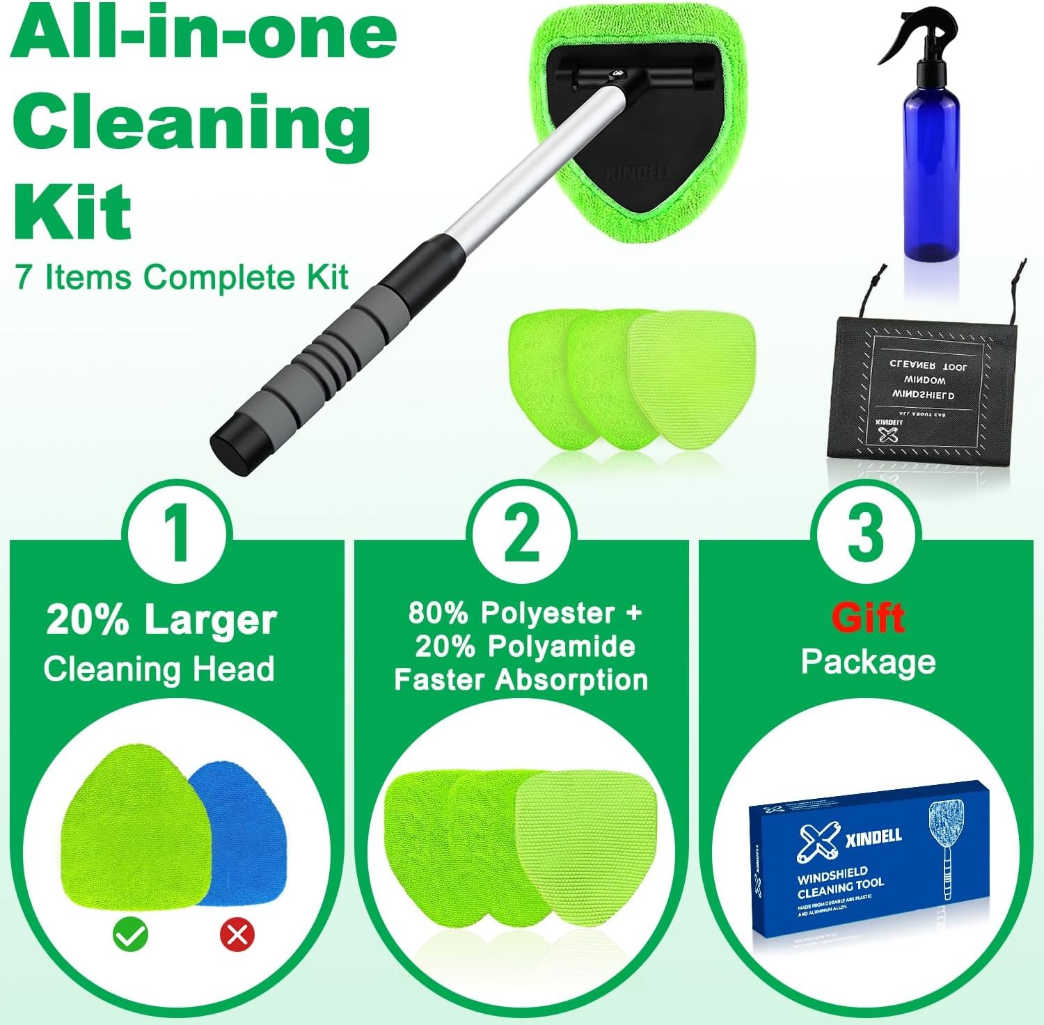XINDELL 29-inch Windshield Cleaner Tool – Car Interior Window Cleaning Kit