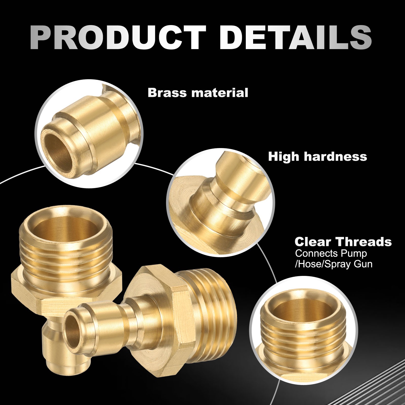 2Pcs Pressure Washer Adapter, 1/4″ Male Quick Plug to G1/2″ Female Brass Fitting