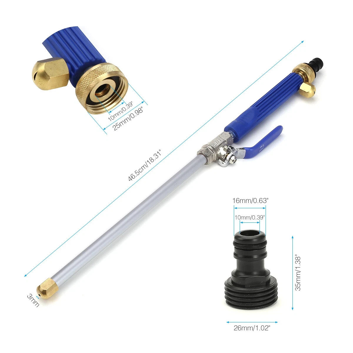 Hydro Jet High Pressure Power Washer Water Spray Gun Nozzle For Garden Car Hose