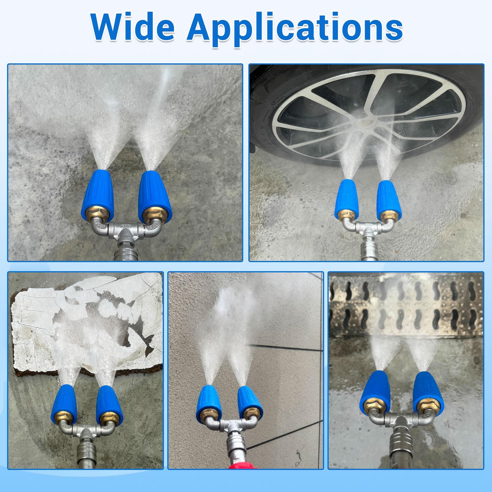 Dual Turbo Nozzle Pressure Washer, 360°Rotating Turbo Nozzle with 1/4″ Quick Con