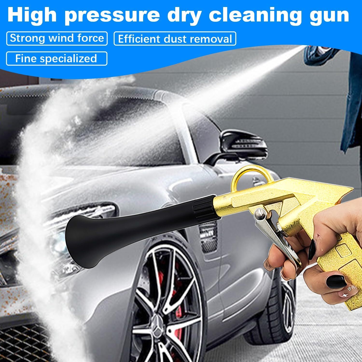 Car Cleaning Gun Kit, Interior Car Detailing Tools with Nozzle and Dusting Brush