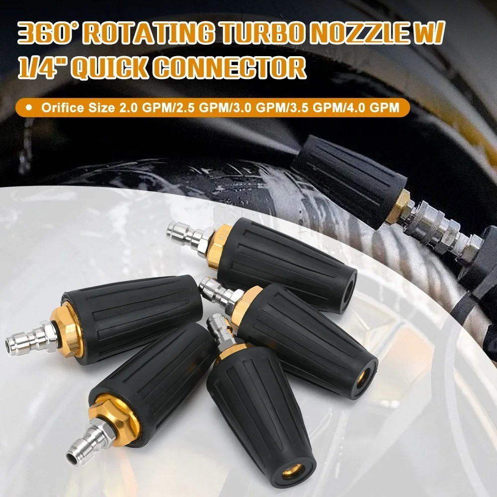 4.0GPM High Pressure Washer Rotating Turbo Nozzle Spray Tip 4000PSI 1/4″ Quick