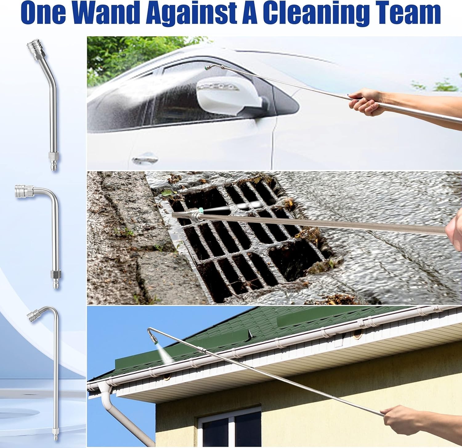 Versatile 120″ Extension Wand with 5 Nozzle Tips for Complete Cleaning Solutions