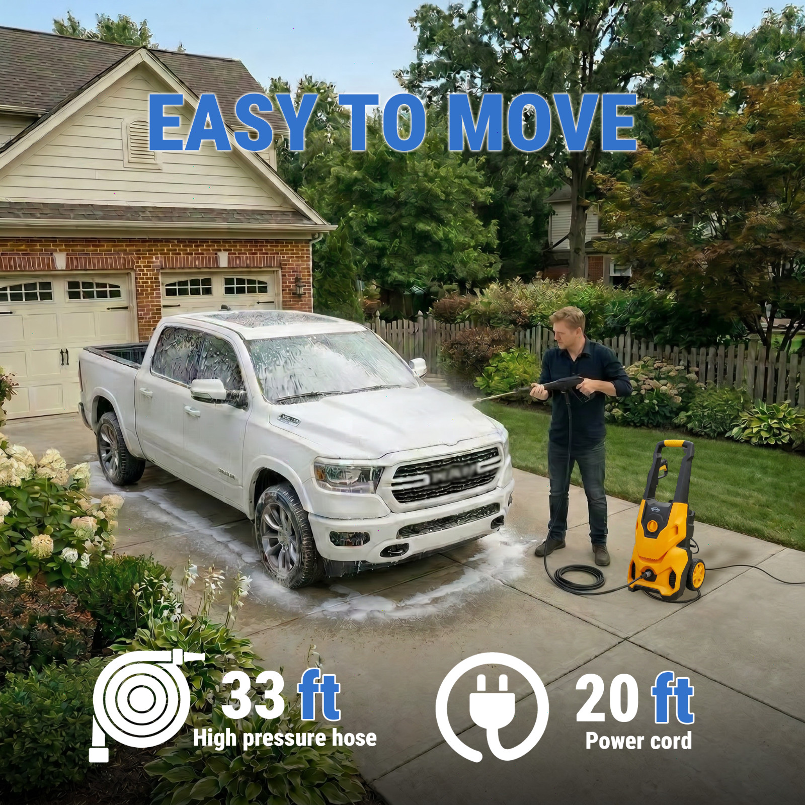 HoldwellS 4400PSI Pressure Washer Upgrade Portable Washer with 4 Quick Connect