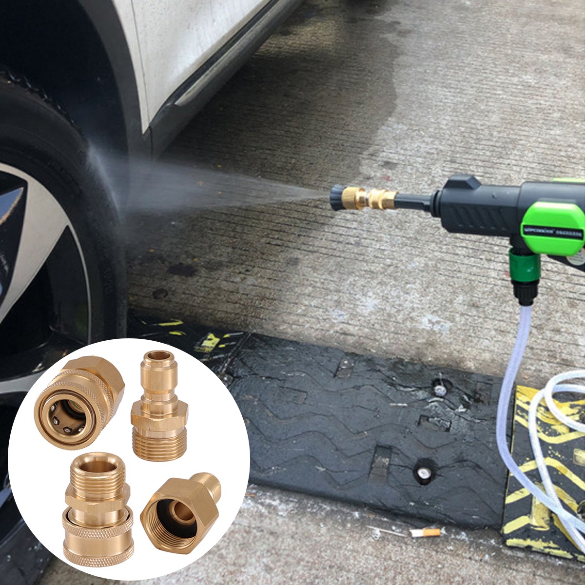 4pcs Pressure Washer Adapter Set M22 3/8″ Quick Connect For Power Washer Hose