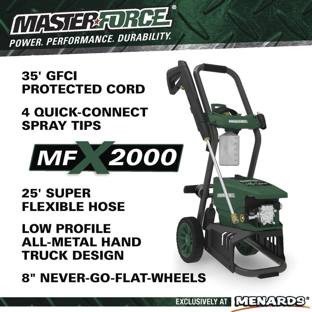2000 PSI 1.2 GPM 13 Amp Corded Electric Pressure Washer Hand Truck Deck Cleaner
