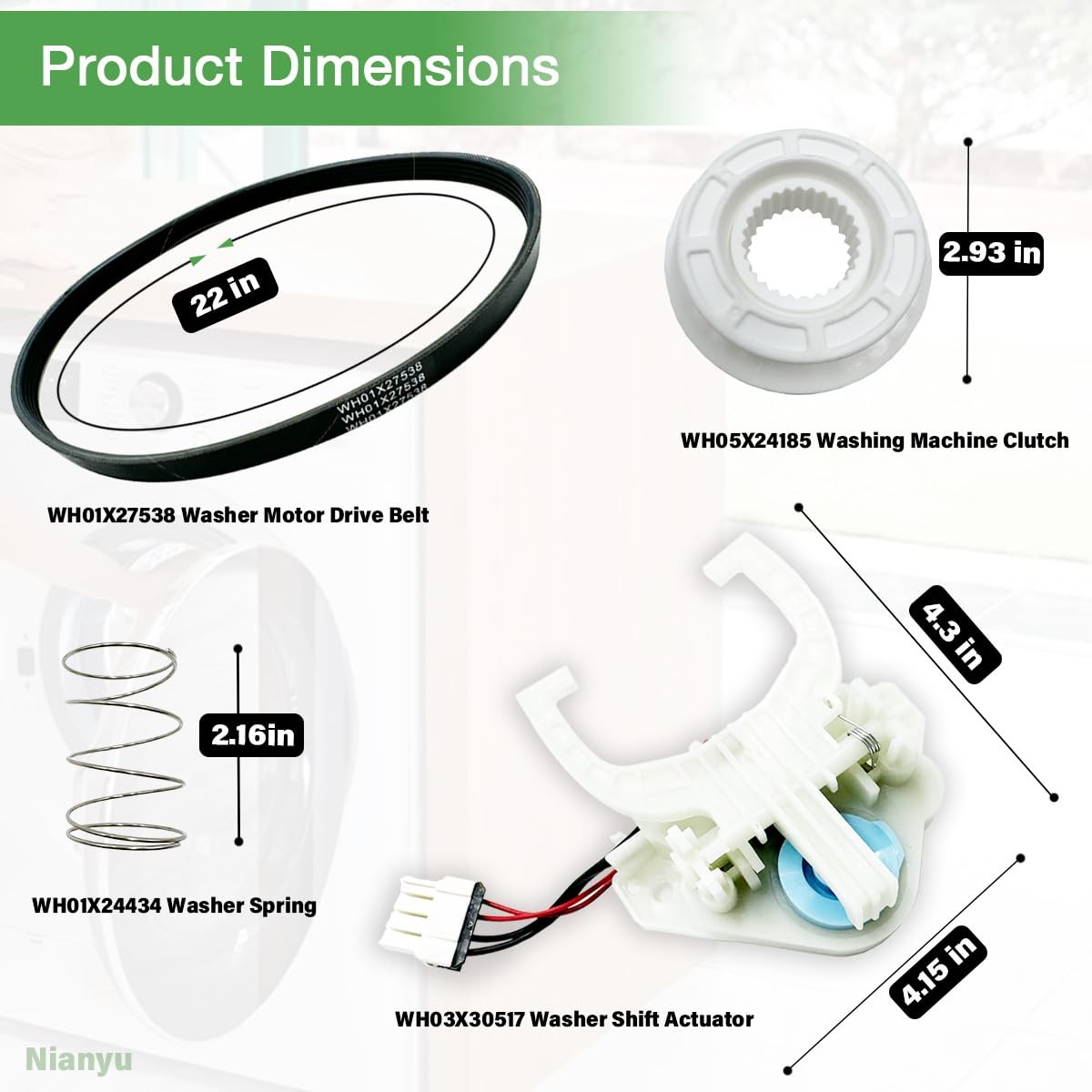 Washer Shift Actuator Drive Belt Clutch Spring Set for GE Hot Point Washer Parts