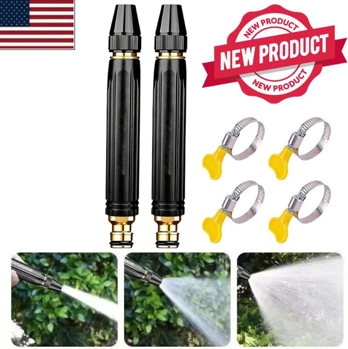 2Pk Portable High Pressure Nozzle Water Gun Car Wash Sprayer Garden Lawn w/Clamp