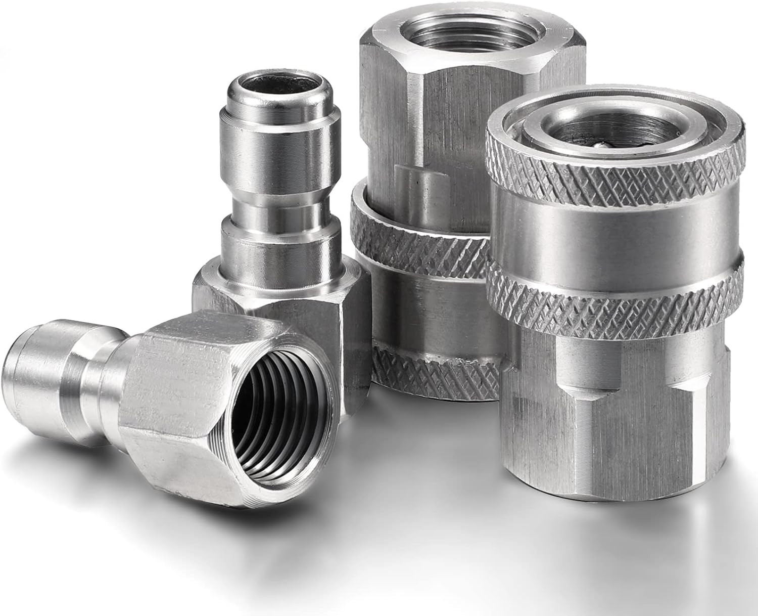 Shimeyao 2 Sets NPT 1/4 Inch Pressure Washer Coupler Quick Connect Plug Male Fem