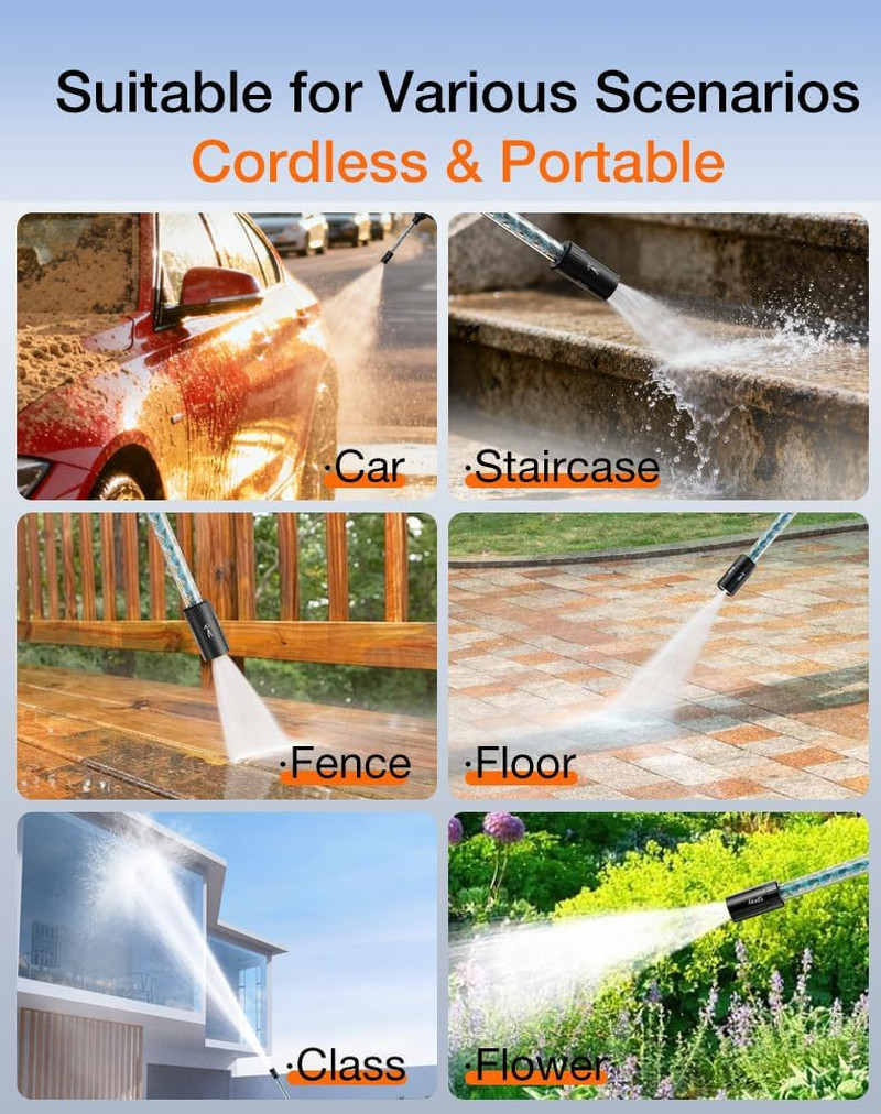 Ikewzbk Cordless Pressure Washer Battery Powered,1800 PSI Cordless Power Washer,