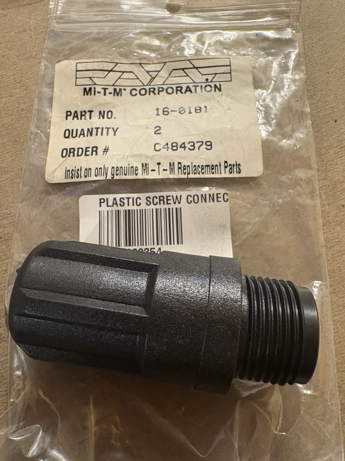 GENUINE OEM NOS Mi-T-M 16-0101 PLASTIC SCREW CONNECTOR MALE WAND [9892E]
