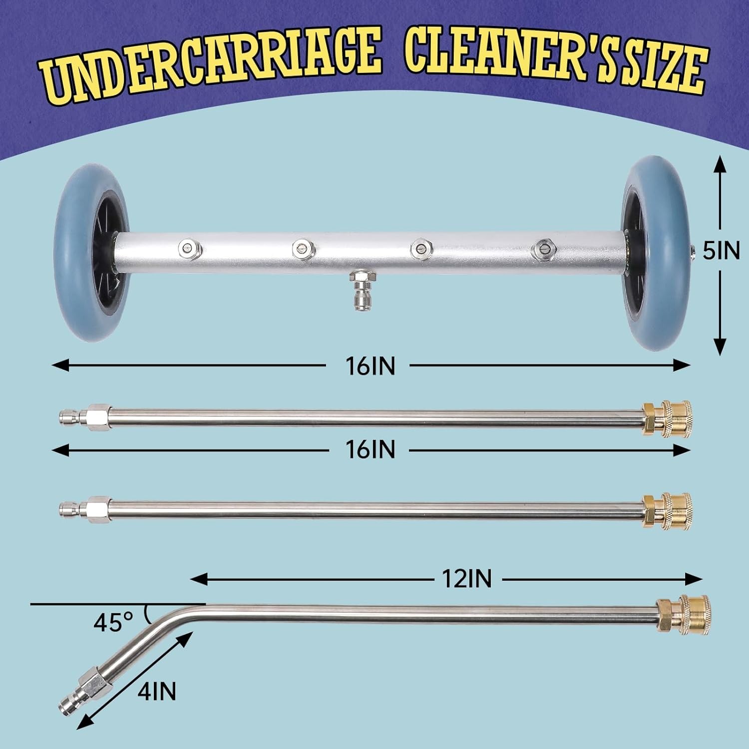 16″ Pressure Washer Undercarriage Cleaner w/ Extension Wands 4000 PSI