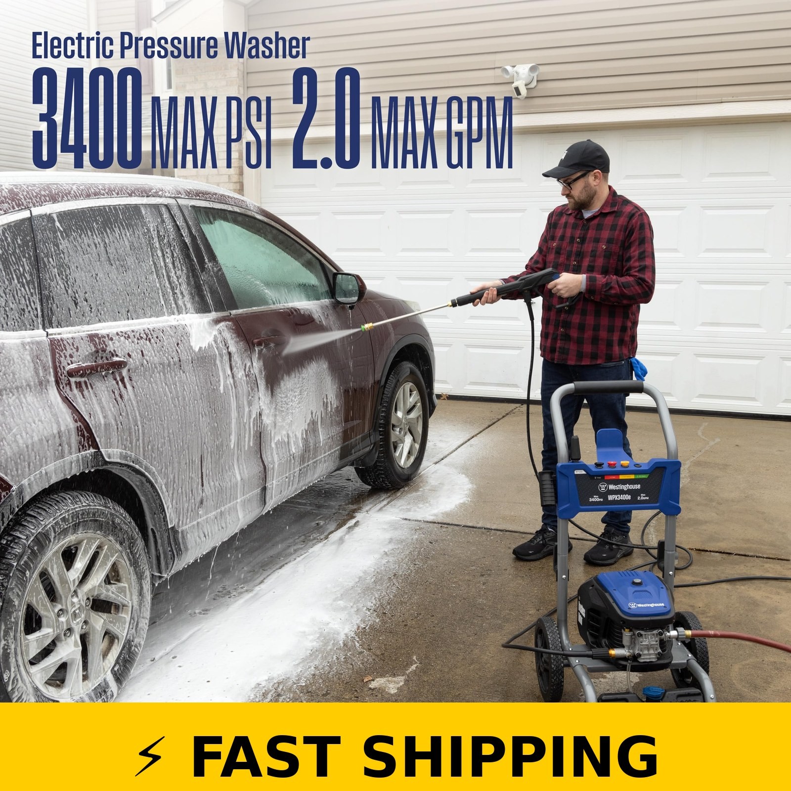 Westinghouse WPX3400e Electric Pressure Washer, 3400 PSI, Brushless Motor