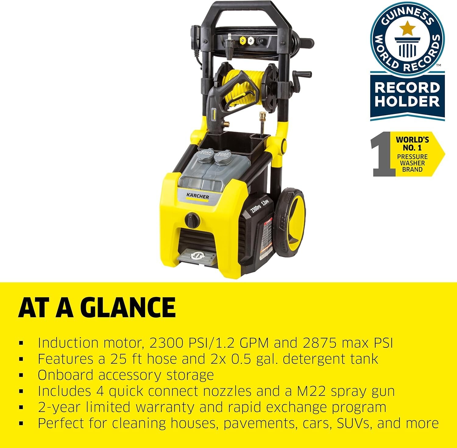 Powerful Kärcher K2300PS Pressure Washer – Versatile 4 Nozzles & Detergent Tank