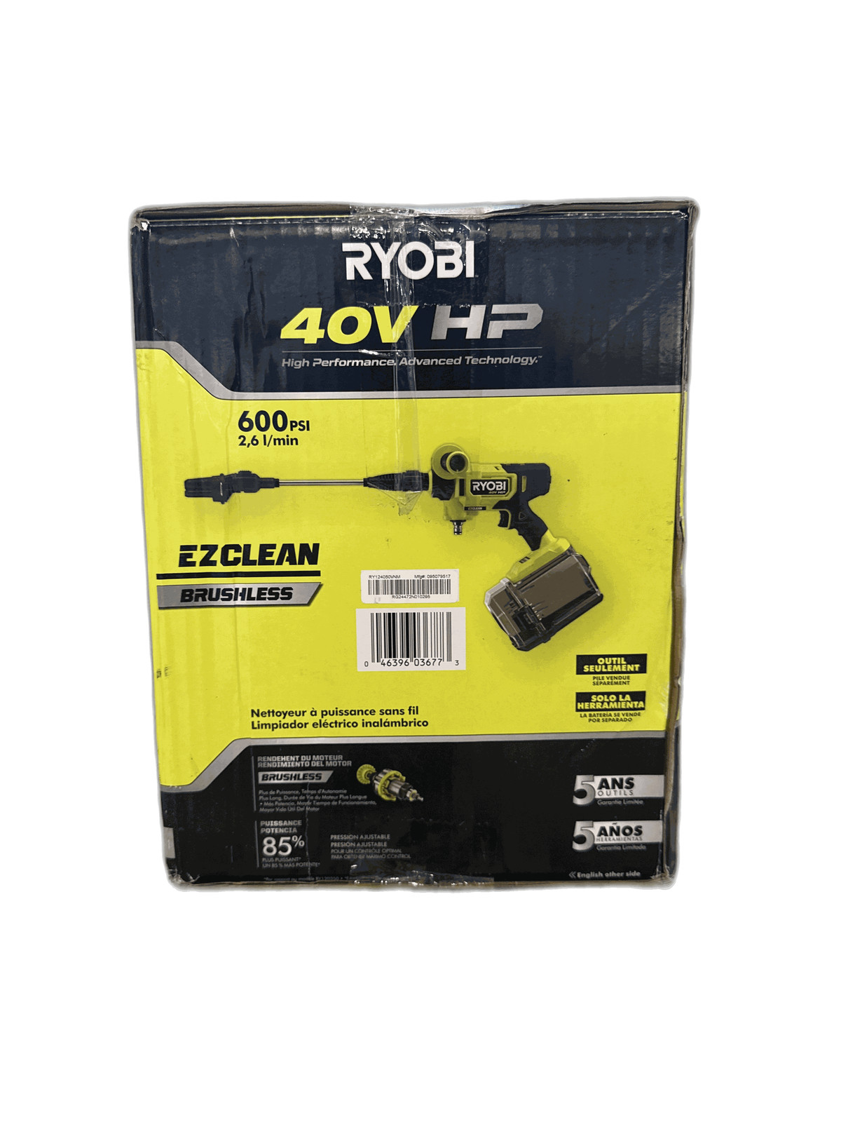 RYOBI 40V HP Brushless 600 PSI 0.7 GPM Cold Water Power Cleaner (Tool-Only)
