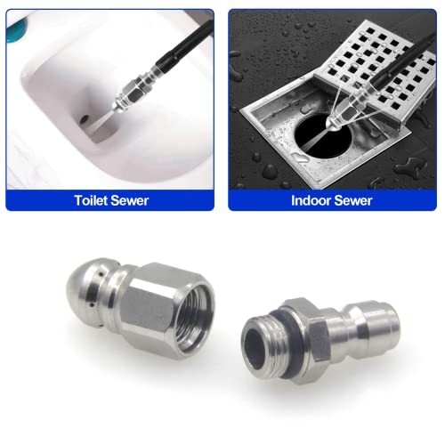 Pressure Washer Sewer Jetter Nozzle Set, 1/4″ Quick Connect, 5000 PSI Durable