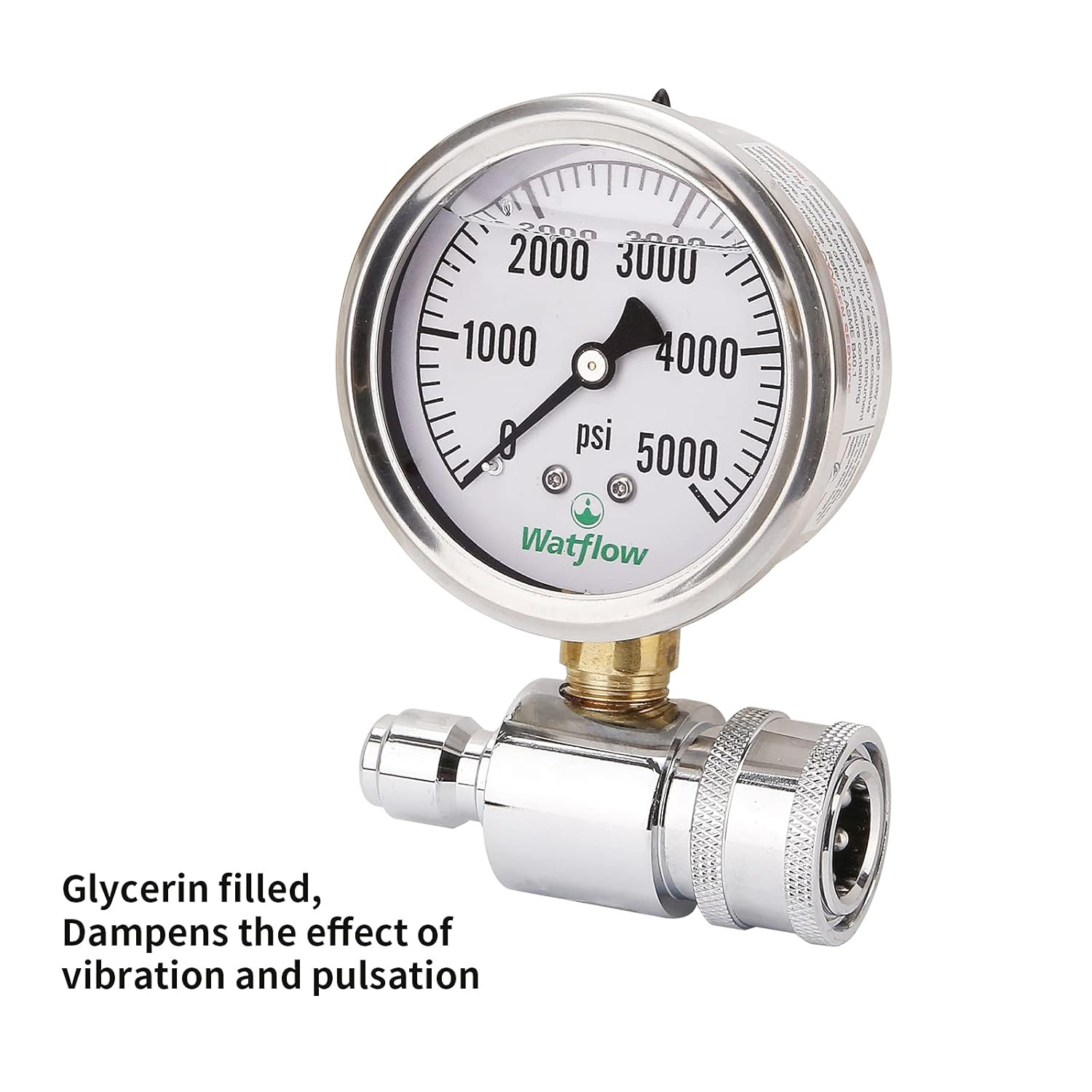 2-1/2″ Pressure Washer Pressure Gauge Kit, 3/8 Inch Quick Connect, 0-5000 PSI, L