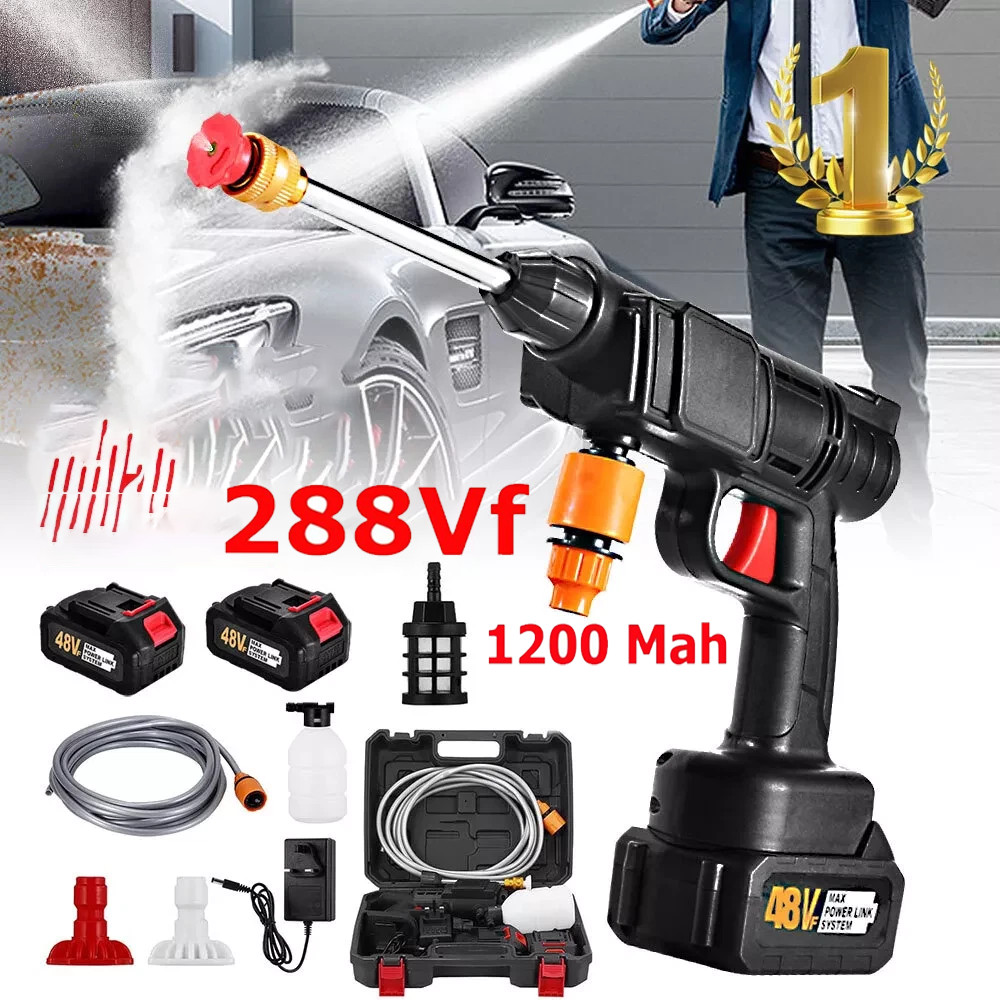 Cordless Electric High Pressure Water Spray Gun Portable Car Washer Cleaner Tool