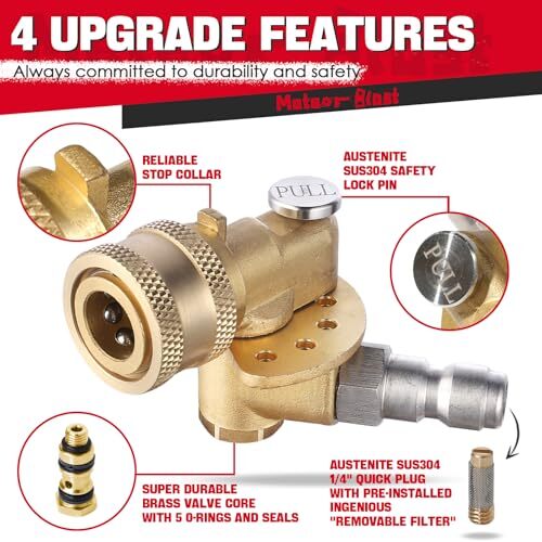 Meteor Blast Quick Connecting Pivoting Brass Coupler Attachment 120 Degree wi