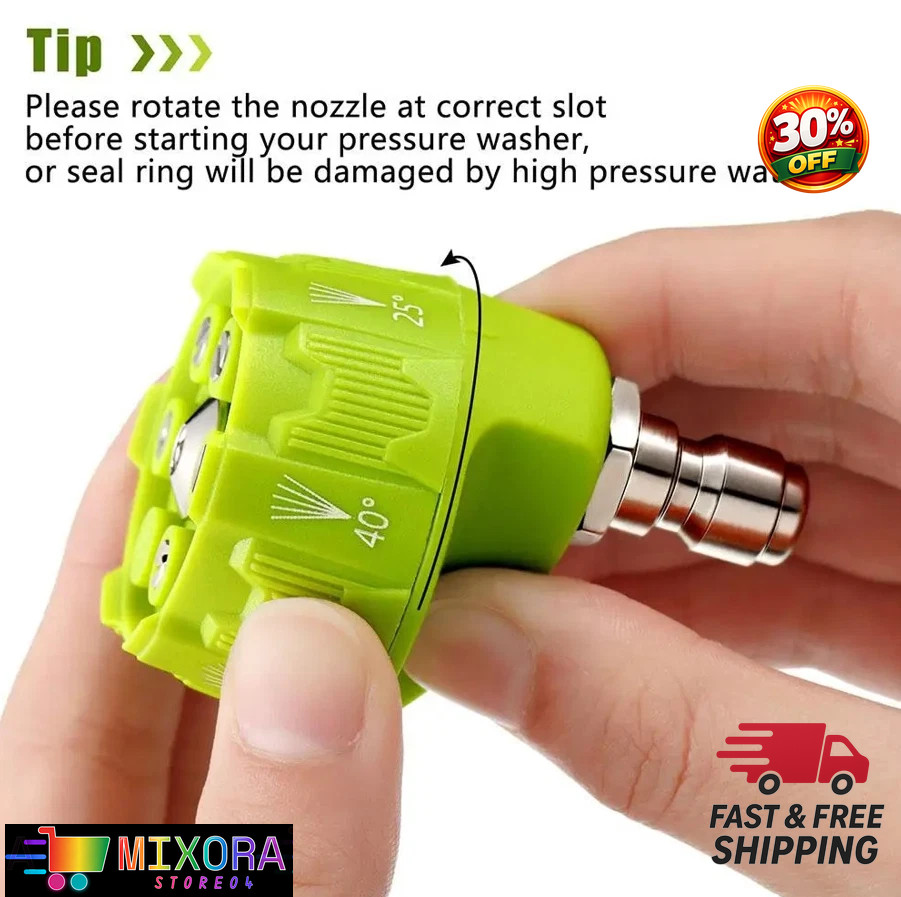 1pcs High Pressure Washer Nozzle 6-in-1 Adjustable Spray Tip 4000PSI – NEW