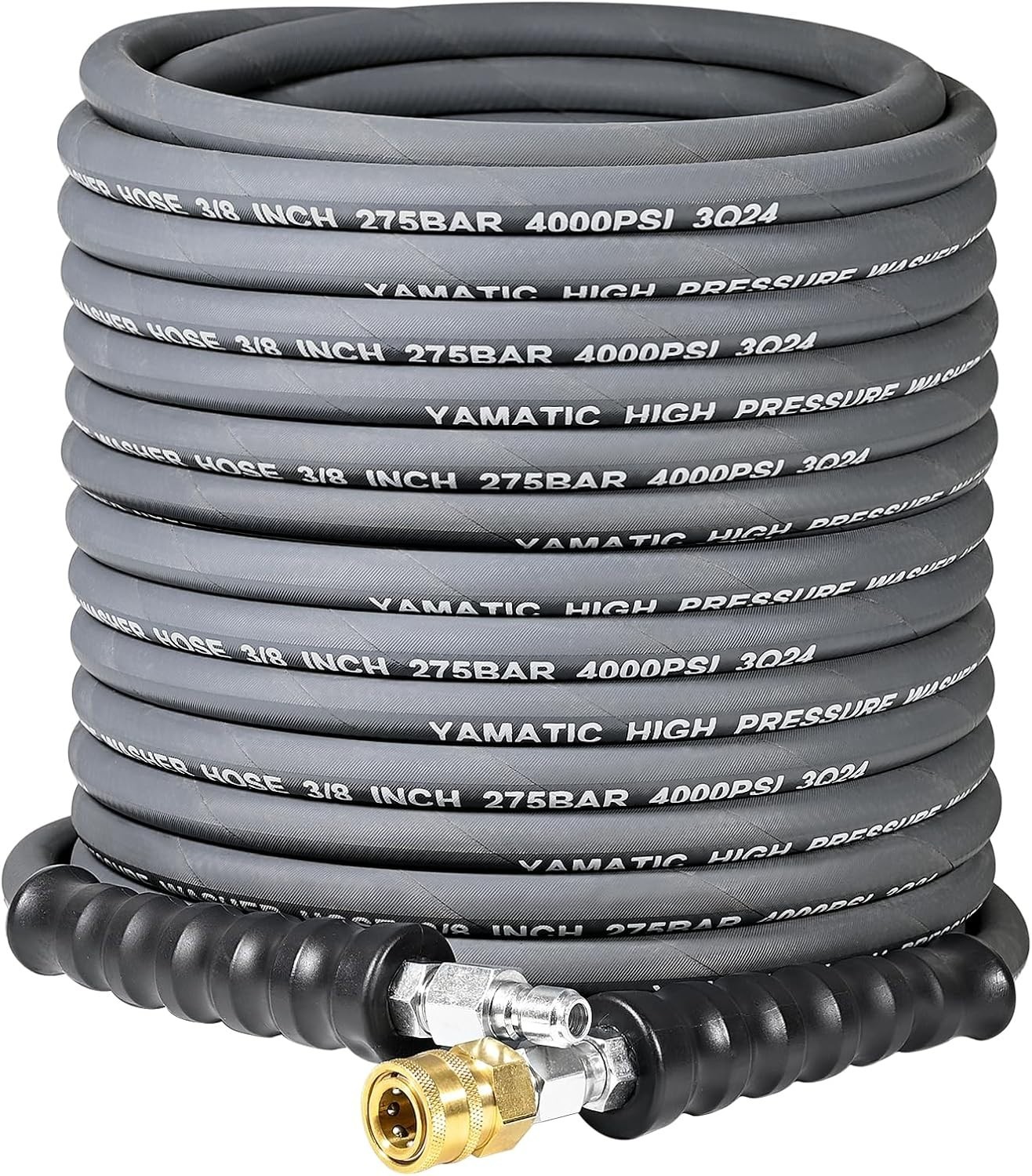 3/8″ ID Pressure Washer Hose 50 FT, 4000 PSI, Kink-Resistant 3/8Inch Swivel Q…