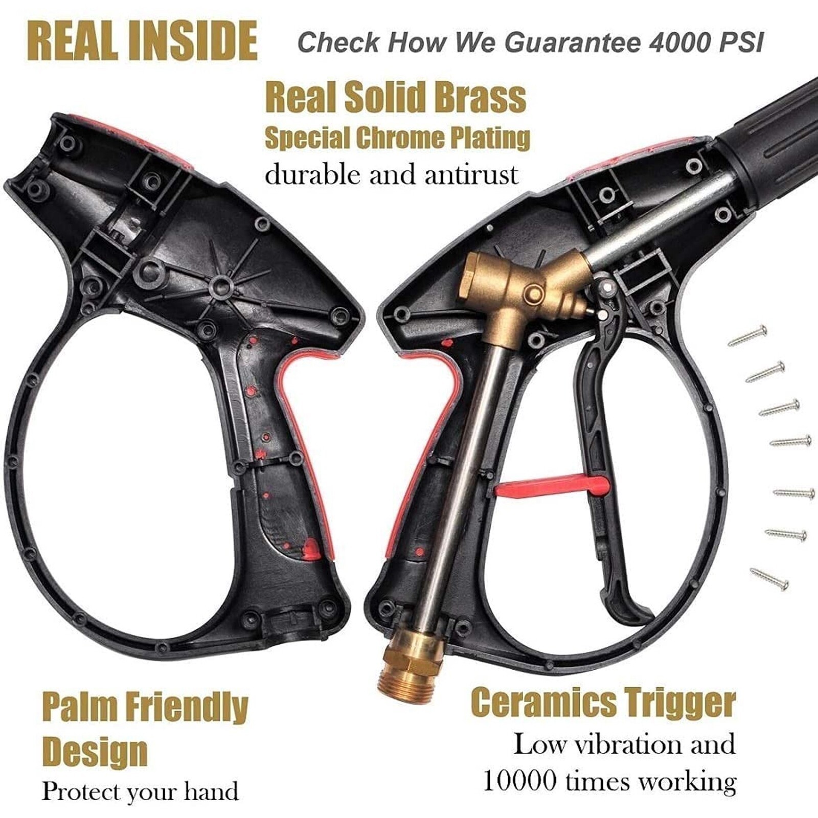 4000PSI High Pressure Car Power Washer Spray Gun Wand Lance Nozzle Tips Hose Kit