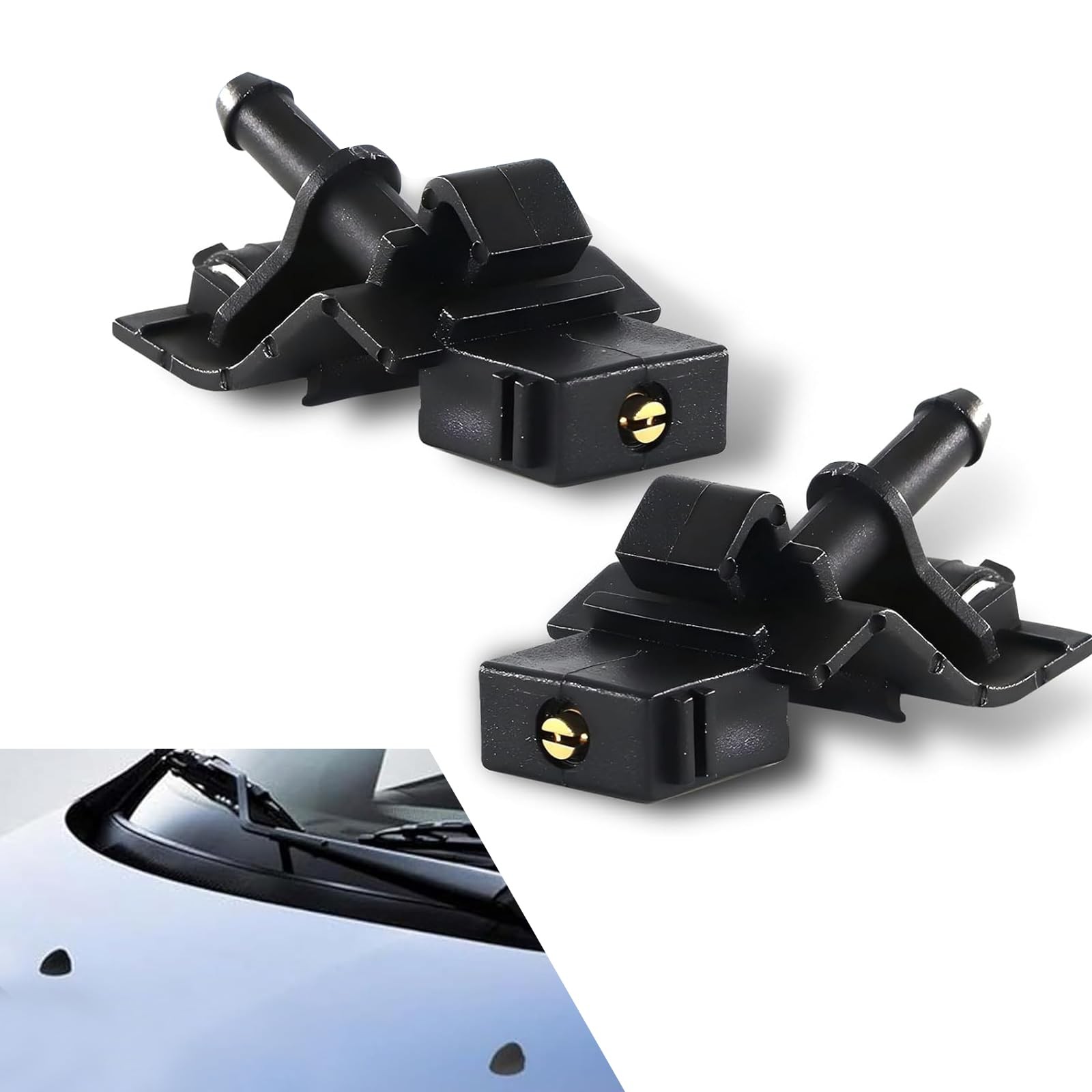 Ferianl 2PCS Front Windshield Washer Nozzles, Car black