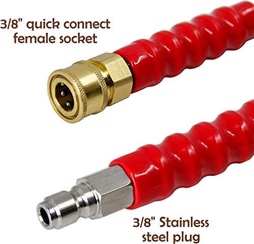 25FT Pressure Washer Hose with 3/8 Inch Quick Connect, High Tensile Wire 25 FT