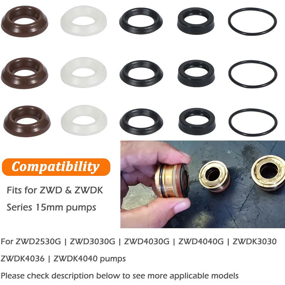 Packing Water Seal Kit 5019006400 for ZWD ZWDK Series Pressure Washer Pump 15MM