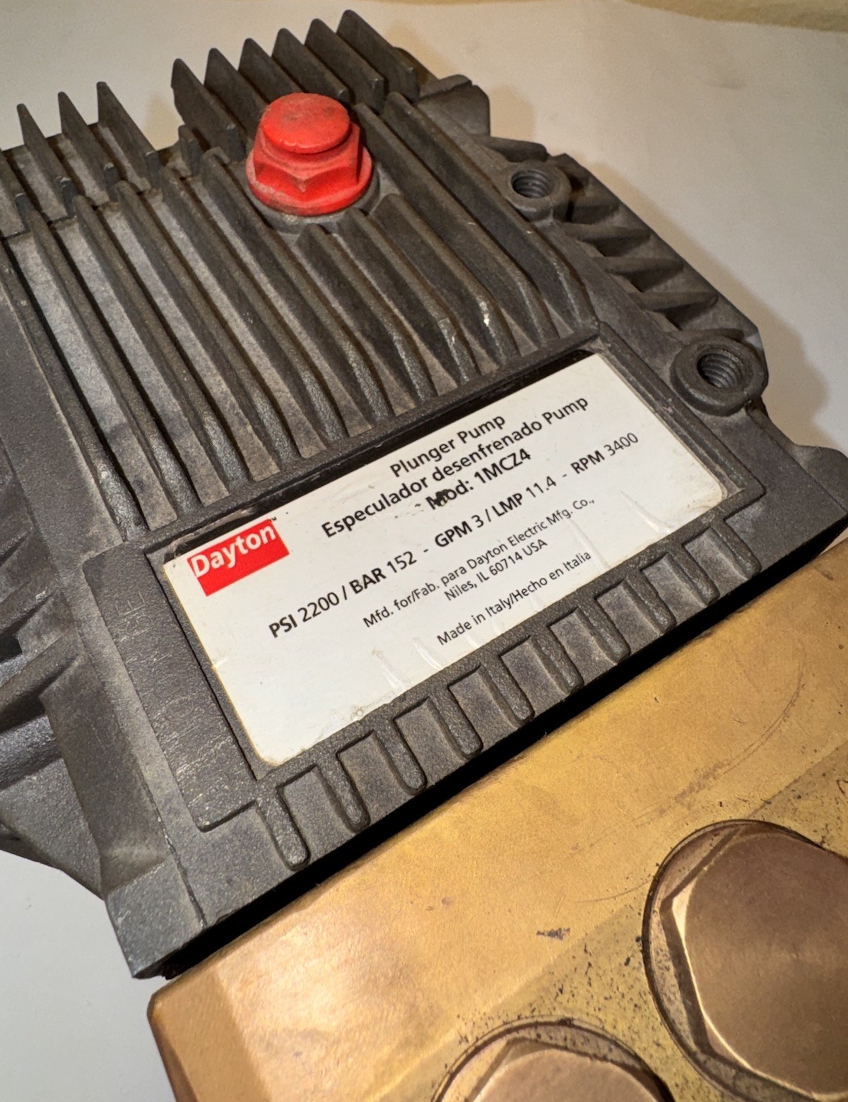 Dayton PUMP 1MCZ4 GPM 3 2200PSI 3400RPM 3/4″ SHAFT GAS FLANGE PRESSURE
