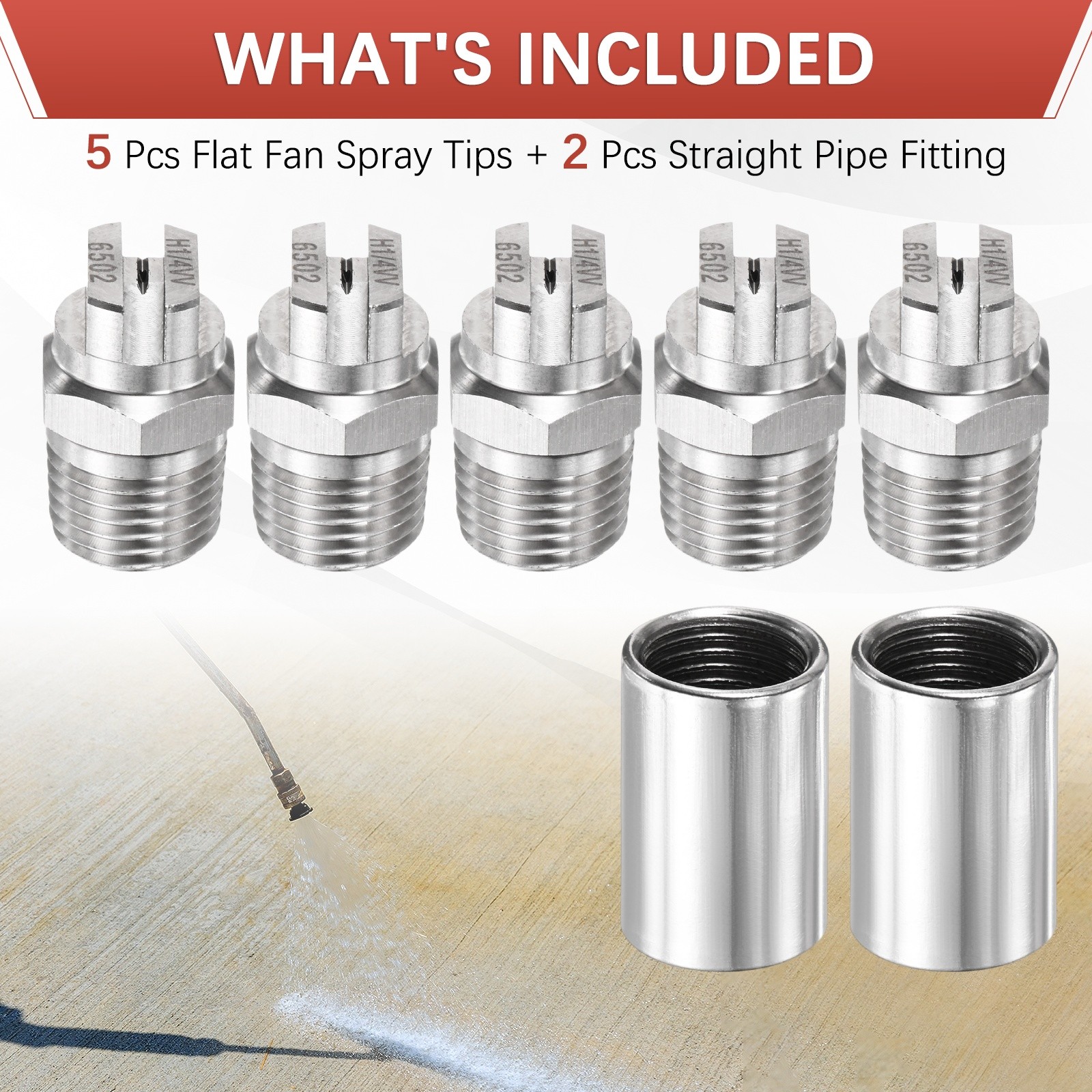 1/4″BSP 65° Flat Fan Spray Tip [7PCS] – High Pressure Washer Nozzles [0.91MM]