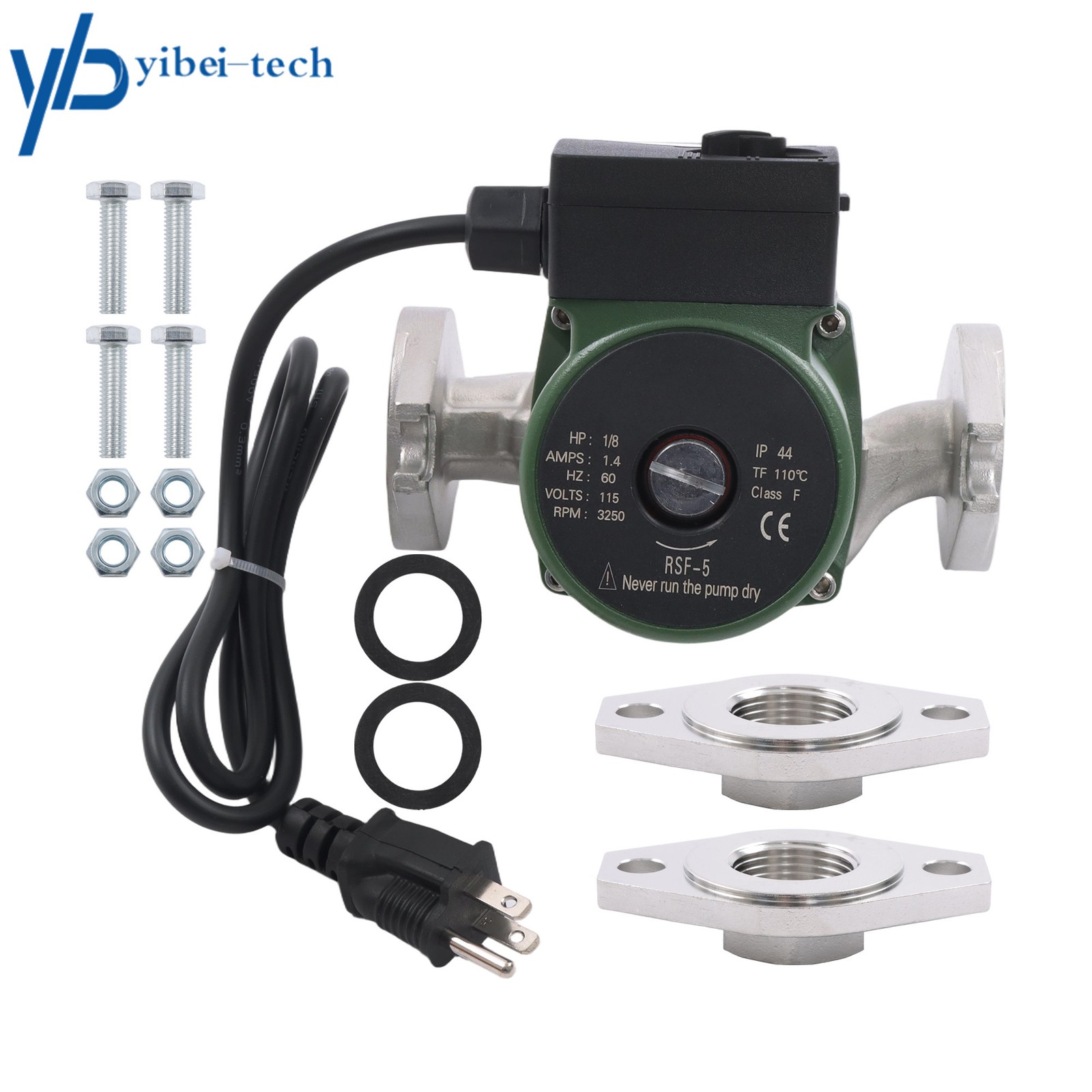 1/8 HP 115V 10 GPM 150 PSI 009-SF5 Flanged High Velocity Water Circulating Pump