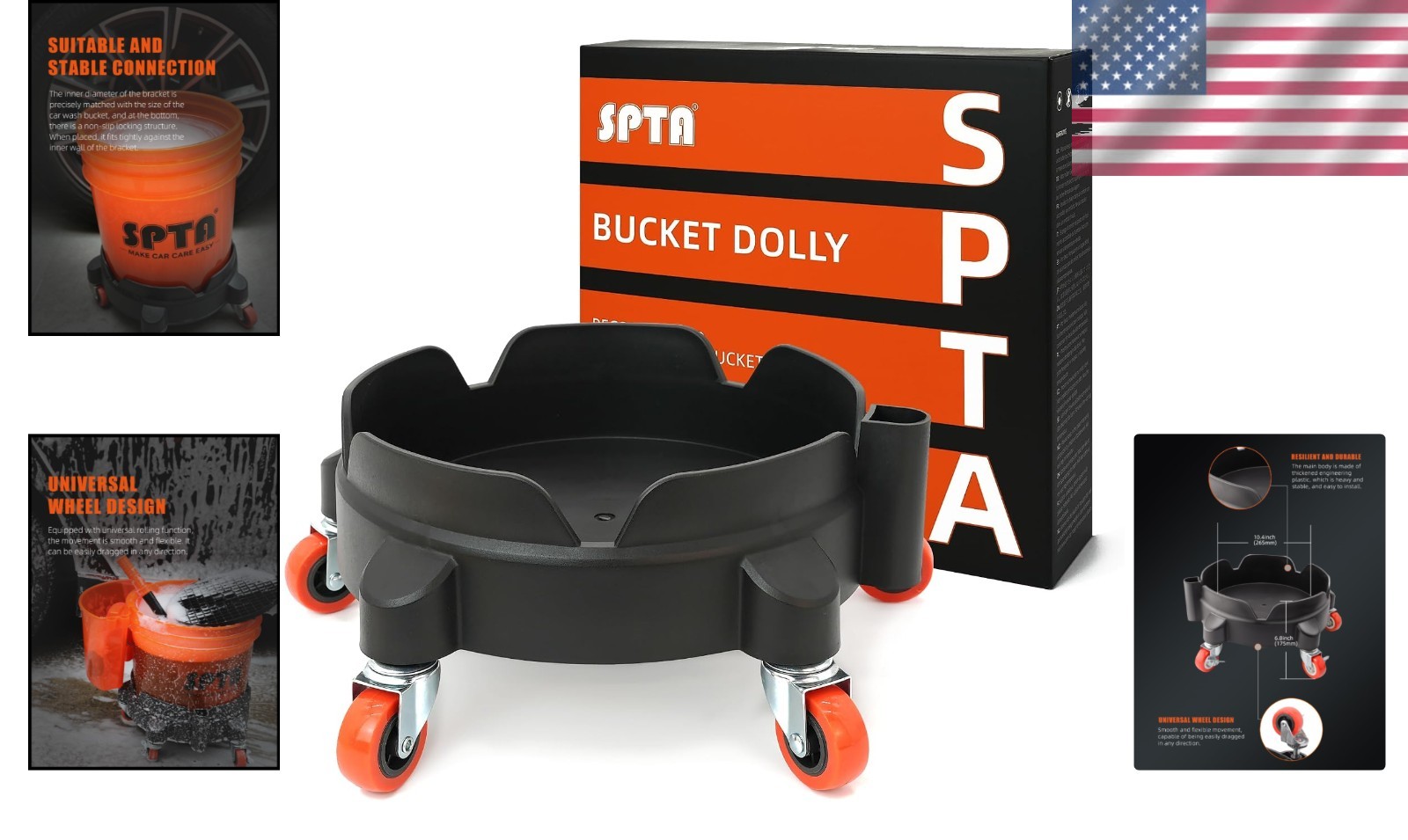 Luxury Bucket Dolly with 5 Wheels for Effortless Car Washing & Detailing