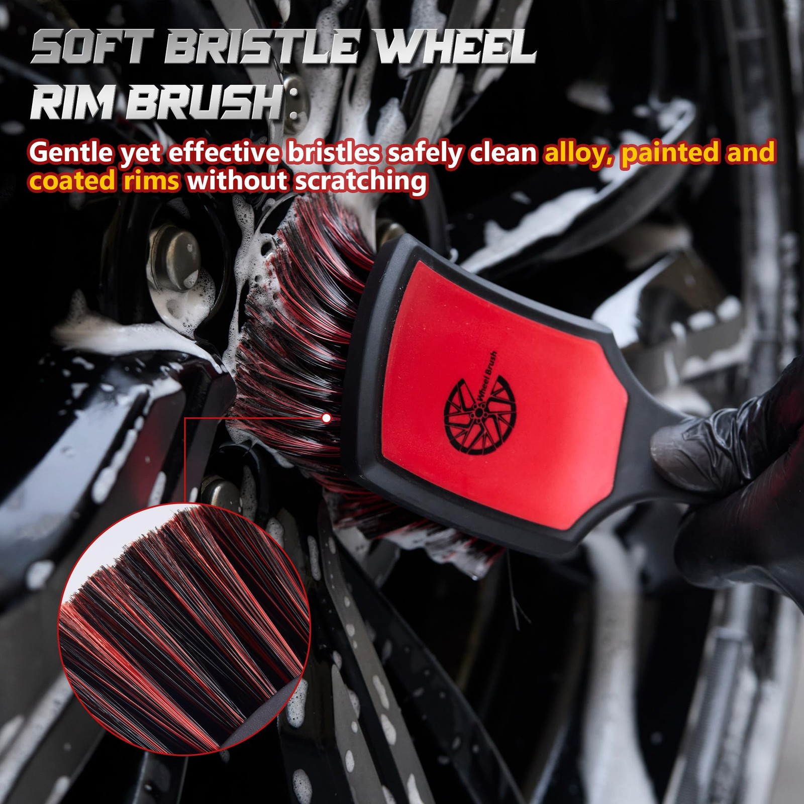 BMLEI Wheel & Tire Brush Set, 2 Pack Car & Cleaner Red&black