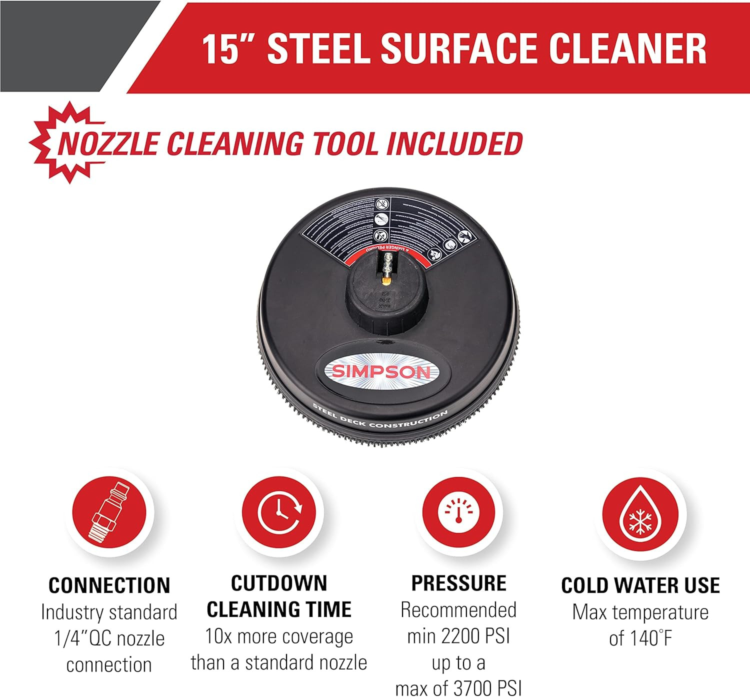 Cleaning 80165 Universal 15″ Steel Pressure Washer Surface Cleaner for Cold Wate
