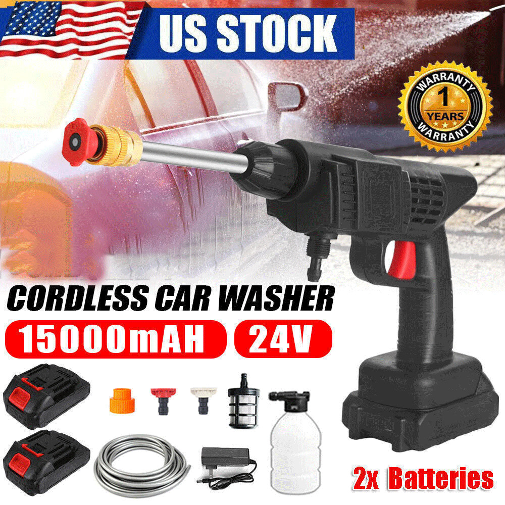 Portable Cordless Electric High Pressure Water Spray Car Gun Washer Cleaner Yard