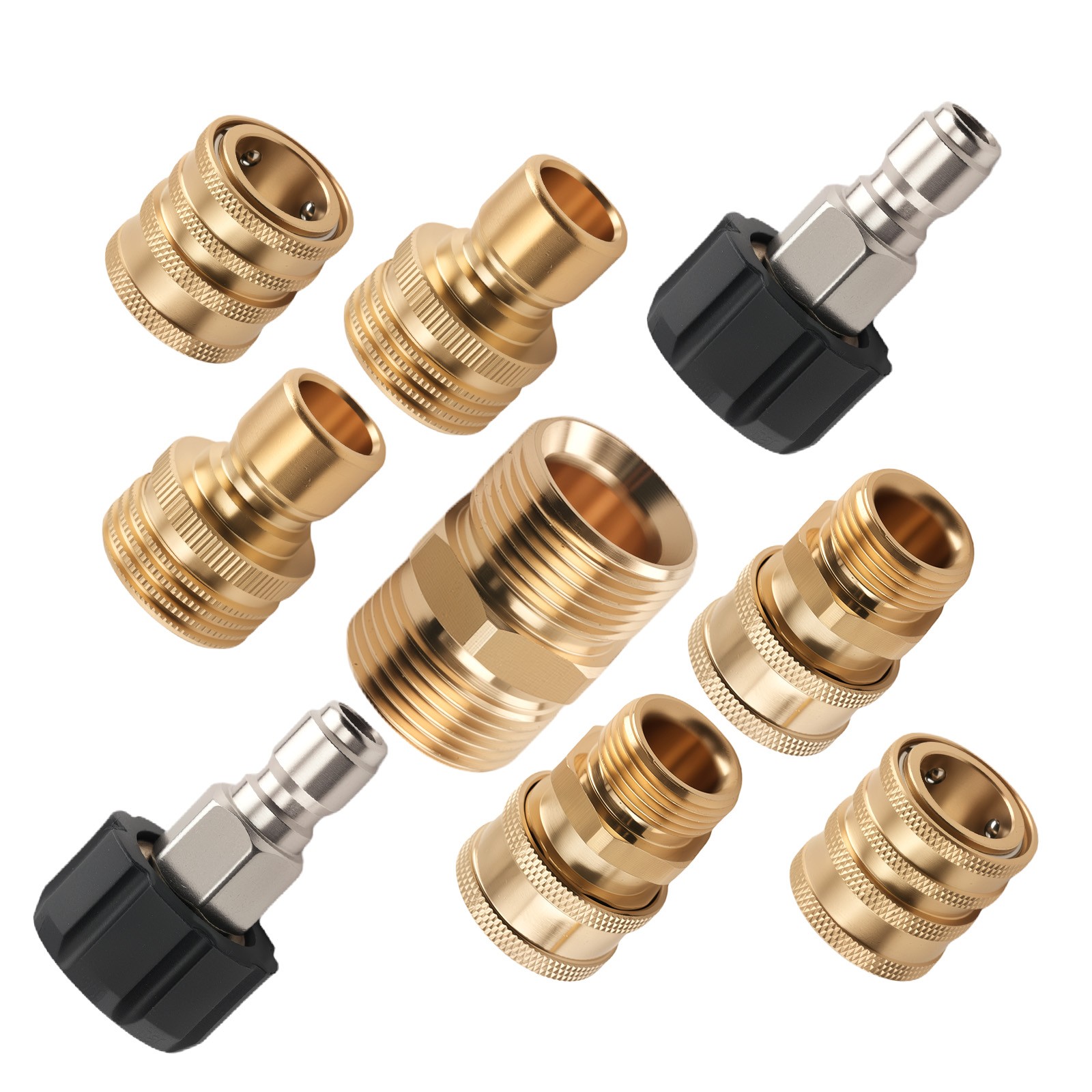 9PCS M22-14 Pressure Washer Quick Connect Adapter Brass Universal Coupling Kit